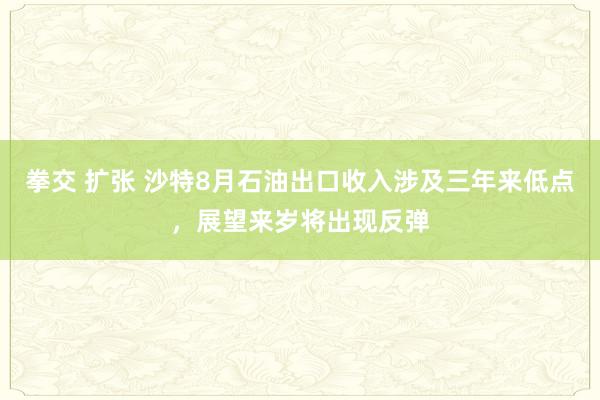 拳交 扩张 沙特8月石油出口收入涉及三年来低点，展望来岁将出现反弹